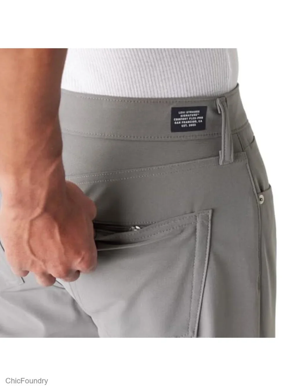 Men's Stretch Flex-Waist Straight Pants with Hidden Pocket
